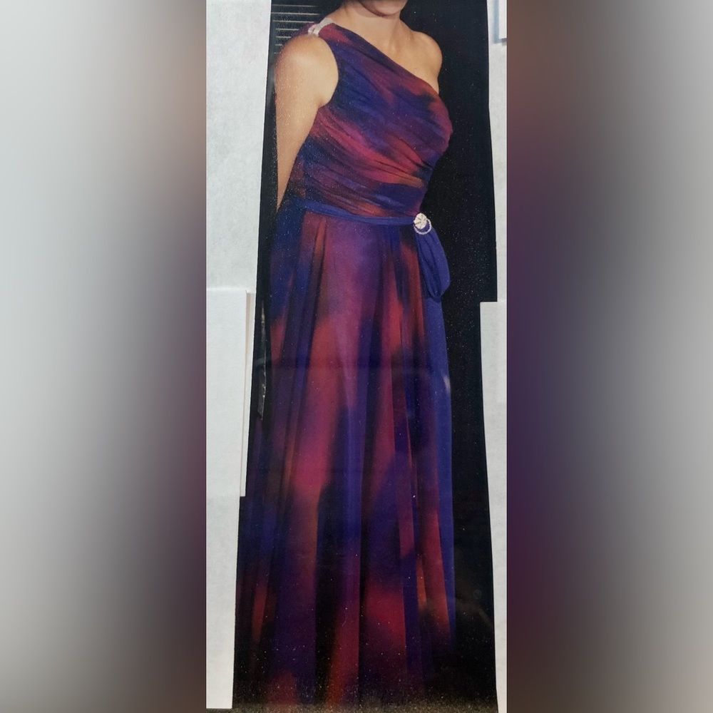 Beautiful, colorful silk evening gown